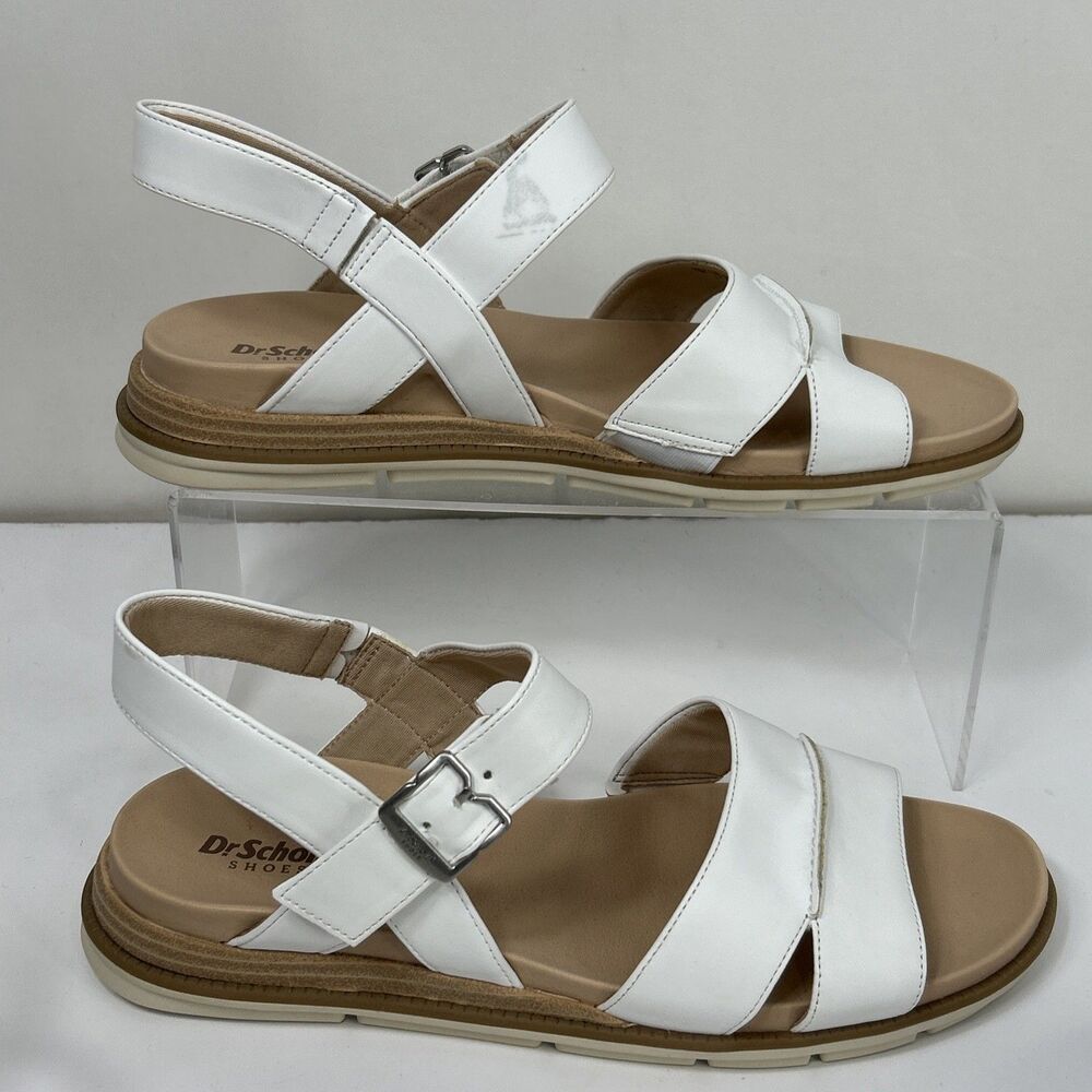 Dr. Scholl’s Womens Timeless Fun Sandals Sz 9 M White Open Round Toe Strappy